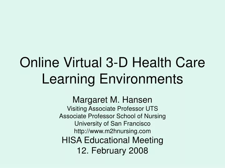 online virtual 3 d health care learning environments