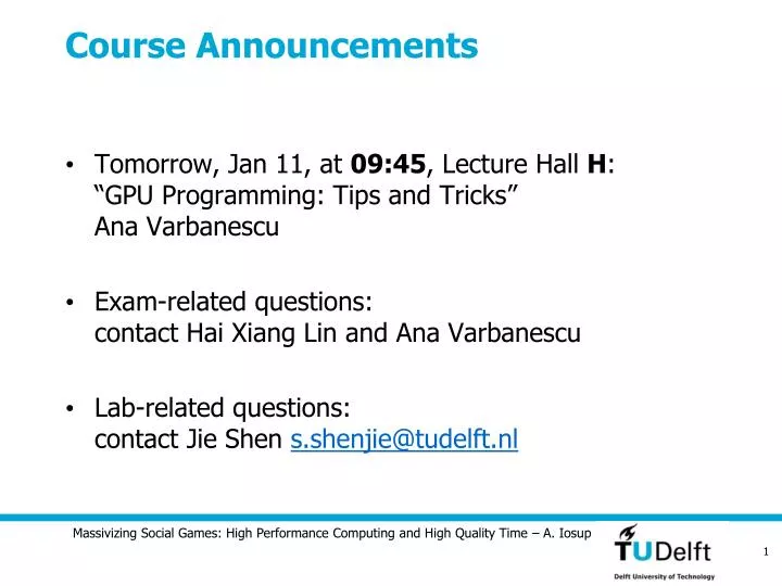 course announcements
