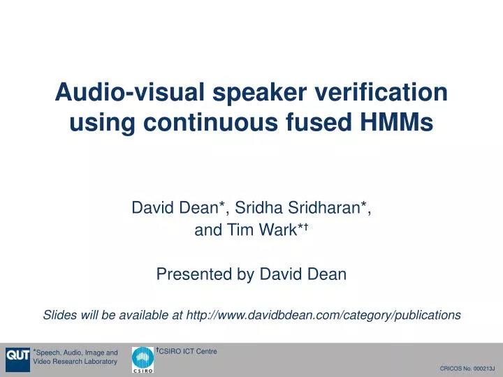 audio visual speaker verification using continuous fused hmms
