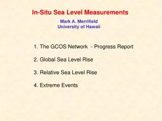 In-Situ Sea Level Measurements