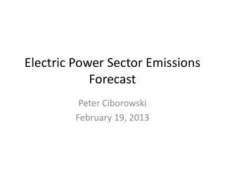 Electric Power Sector Emissions Forecast