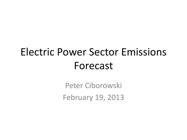 electric power sector emissions forecast