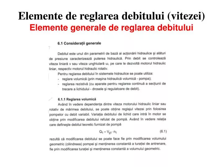 elemente de reglarea debitului vitezei elemente generale de reglarea debitului