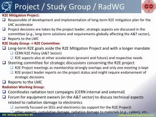 Project / Study Group / RadWG