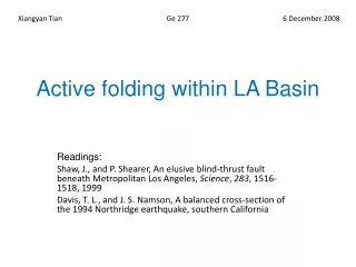Active folding within LA Basin