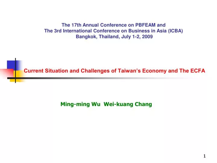 current situation and challenges of taiwan s economy and the ecfa