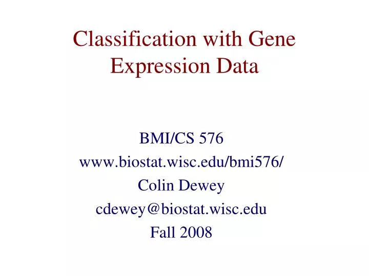 classification with gene expression data