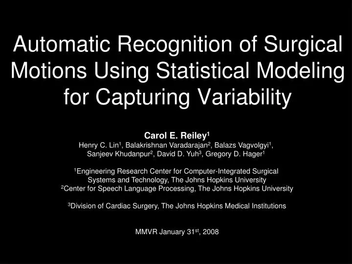 automatic recognition of surgical motions using statistical modeling for capturing variability