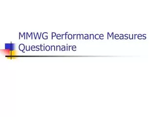 MMWG Performance Measures Questionnaire