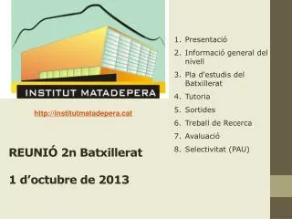 reuni 2n batxillerat 1 d octubre de 2013