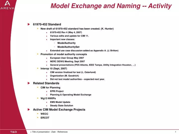 model exchange and naming activity