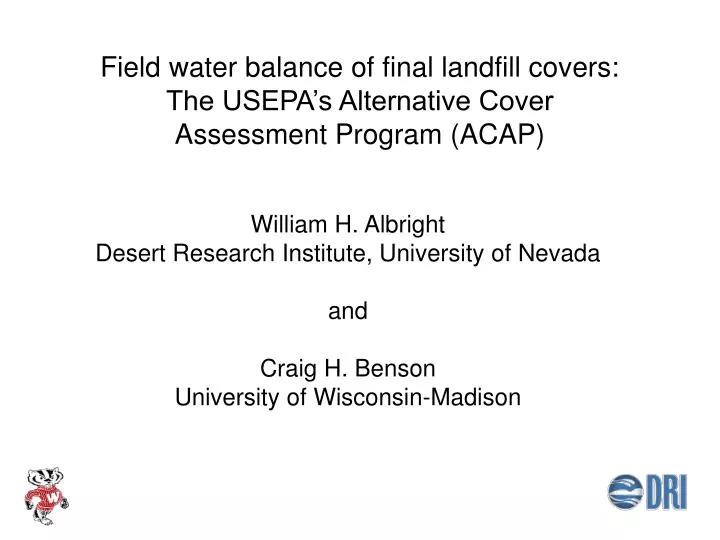 field water balance of final landfill covers the usepa s alternative cover assessment program acap