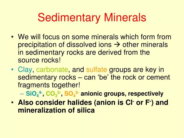 sedimentary minerals