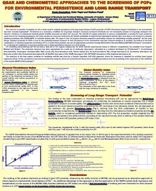 QSAR AND CHEMOMETRIC APPROACHES TO THE SCREENING OF POPs