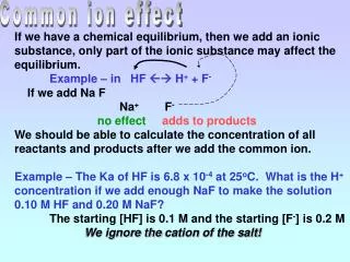 Common ion effect