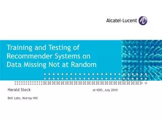 Training and Testing of Recommender Systems on Data Missing Not at Random