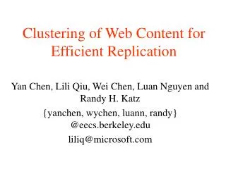 Clustering of Web Content for Efficient Replication