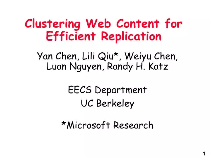 clustering web content for efficient replication