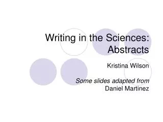 Writing in the Sciences: Abstracts