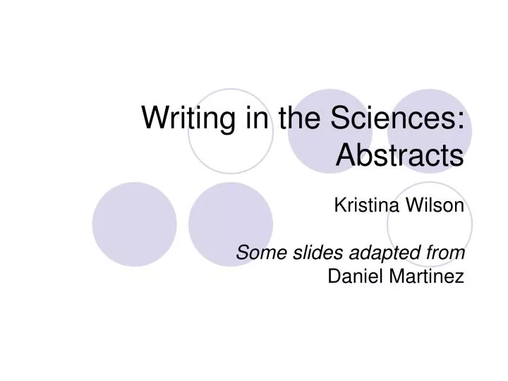 writing in the sciences abstracts