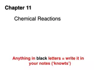 Chapter 11 Chemical Reactions