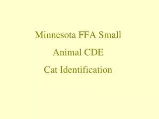 Minnesota FFA Small Animal CDE Cat Identification