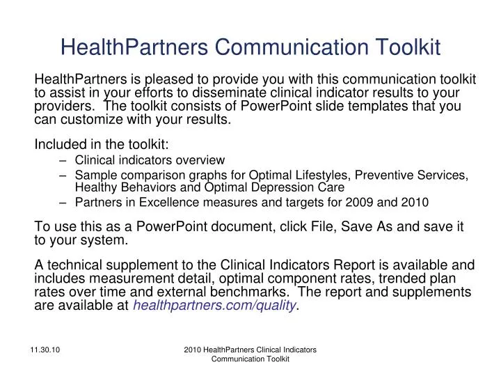 healthpartners communication toolkit