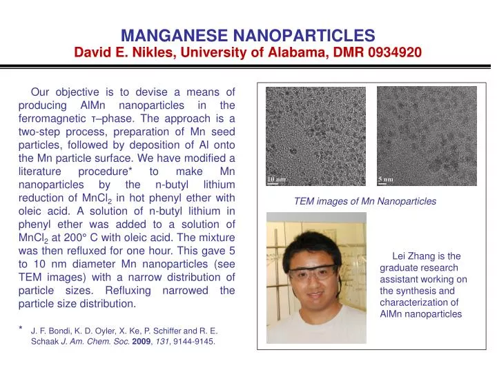 manganese nanoparticles david e nikles university of alabama dmr 0934920