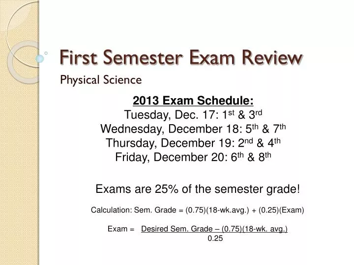 first semester exam review