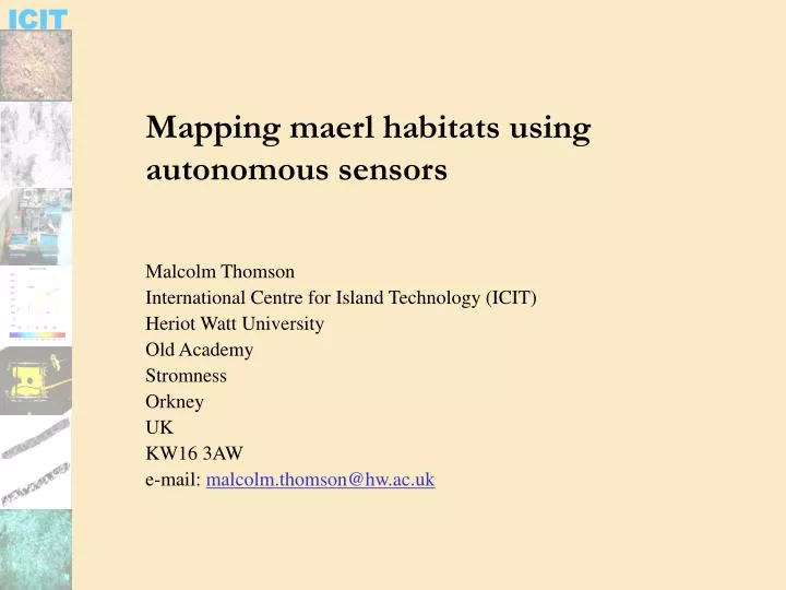 mapping maerl habitats using autonomous sensors