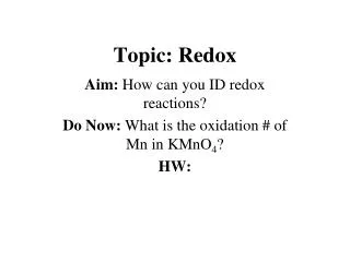 Topic: Redox