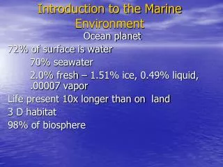 Introduction to the Marine Environment