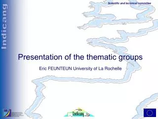Presentation of the thematic groups Eric FEUNTEUN University of La Rochelle