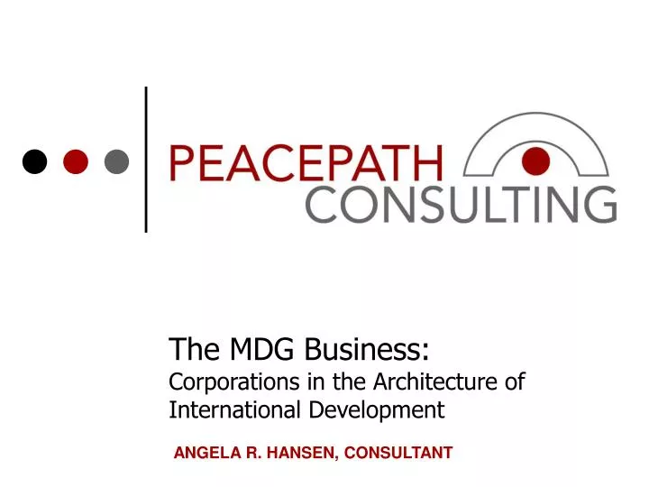 the mdg business corporations in the architecture of international development