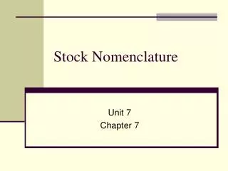Stock Nomenclature