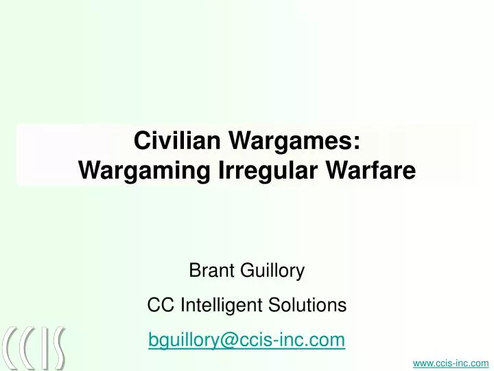 civilian wargames wargaming irregular warfare