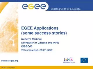 EGEE Applications (some success stories)