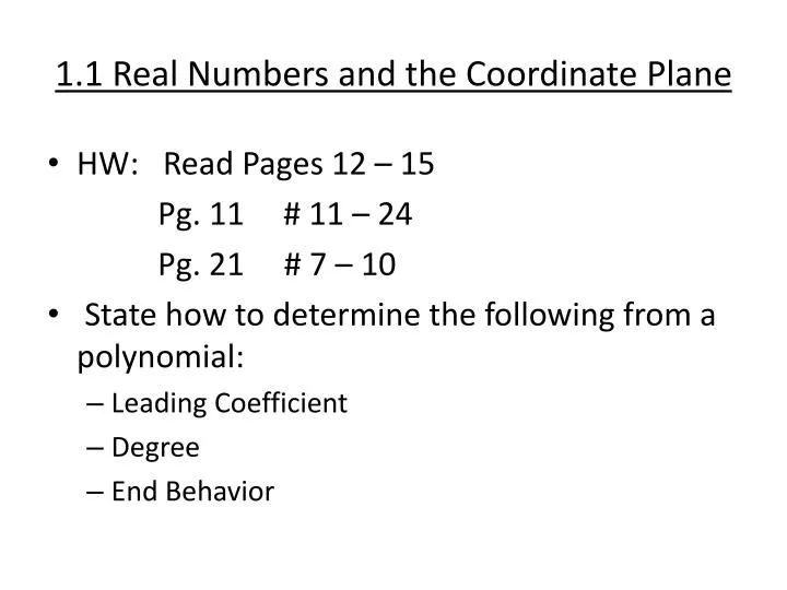 1 1 real numbers and the coordinate plane