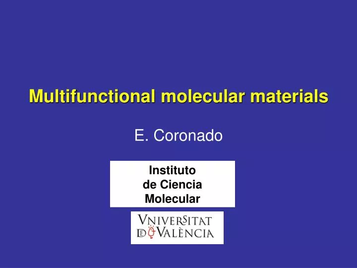 multifunctional molecular materials e coronado