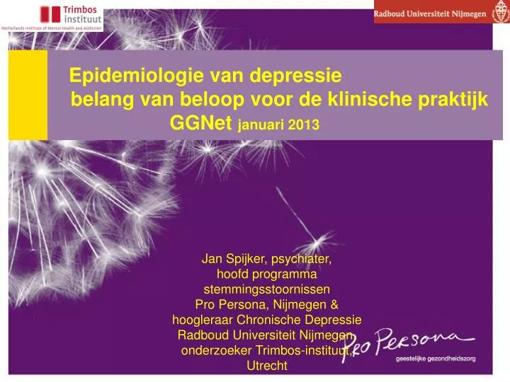 epidemiologie van depressie belang van beloop voor de klinische praktijk ggnet januari 2013