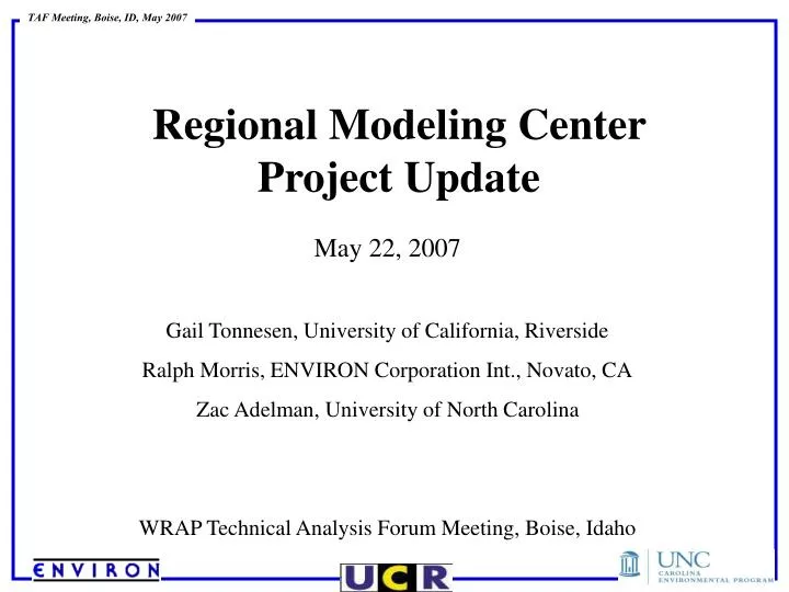 regional modeling center project update