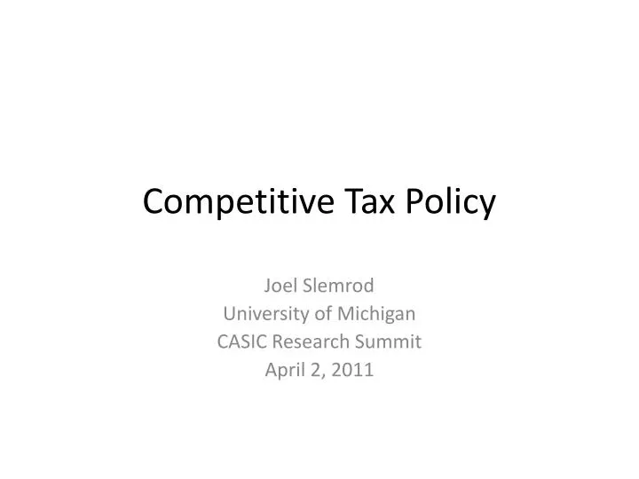 competitive tax policy
