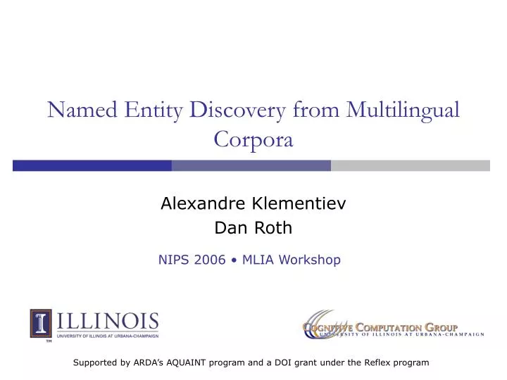 named entity discovery from multilingual corpora