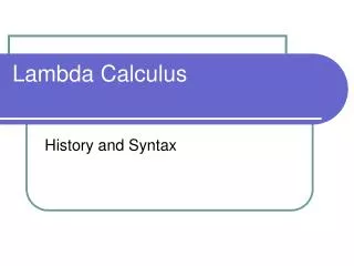 Lambda Calculus