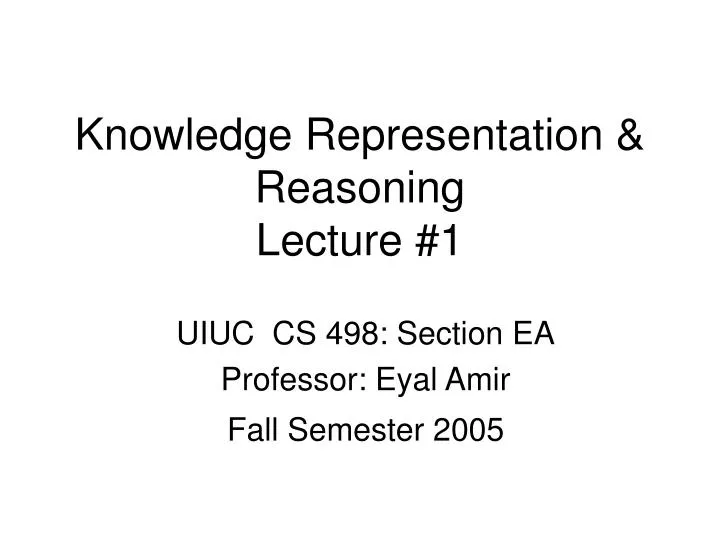 knowledge representation reasoning lecture 1