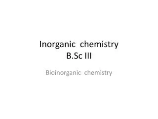 Inorganic chemistry B.Sc III