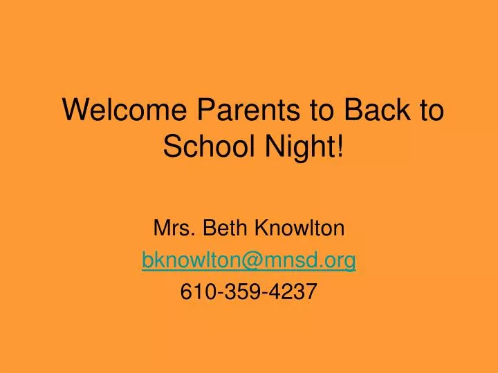 welcome parents to back to school night