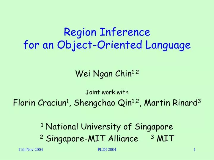 region inference for an object oriented language
