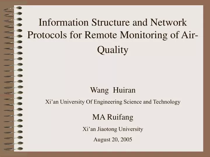 information structure and network protocols for remote monitoring of air quality