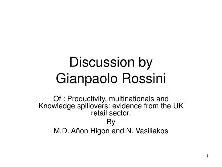 discussion by gianpaolo rossini